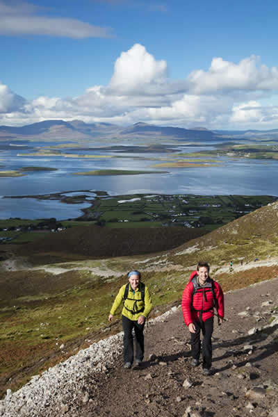 Walkers on the path up Croagh Patrick, Co Mayo, Ireland